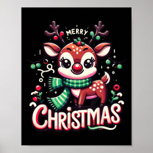 Frohe Weihnachts Rentierbaum Lichter Xmas Familie Poster