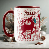 Frohe Weihnachts-Rentierschneeflocken Santa Helper Tasse