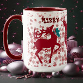 Frohe Weihnachts-Rentierschneeflocken Santa Helper Tasse