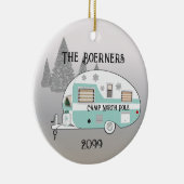 Frohe Weihnachts Retro Camper Trailer Camper Keramik Ornament (Rechts)