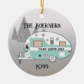 Frohe Weihnachts Retro Camper Trailer Camper Keramik Ornament (Vorne)
