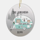 Frohe Weihnachts Retro Camper Trailer Camper Keramik Ornament (Links)