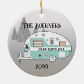 Frohe Weihnachts Retro Camper Trailer Camper Keramik Ornament (Hinten)