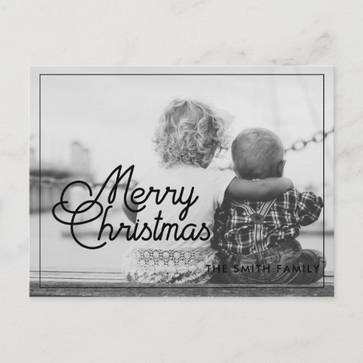 Frohe Weihnachts-Retro-Foto Postkarte (Vorderseite)