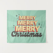 Frohe Weihnachts Retro Groovtext saisonale Wandteppich (Vorderseite (Horizontal))