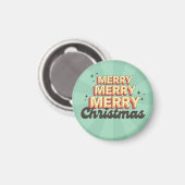 Frohe Weihnachts Retro Groovy 3D Design Text Magnet (Vorderseite/Rückseite)