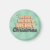 Frohe Weihnachts Retro Groovy 3D Design Text Magnet (Vorne)