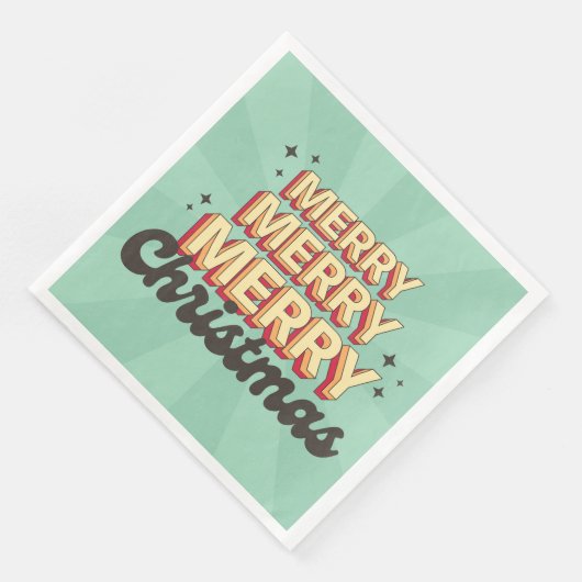 Frohe Weihnachts Retro Groovy 3D Design Text Serviette (Ecke)