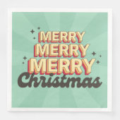 Frohe Weihnachts Retro Groovy 3D Design Text Serviette (Vorderseite)