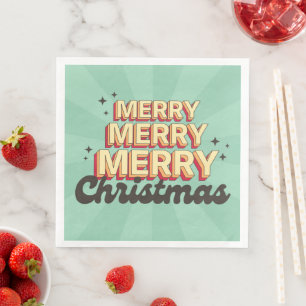 Frohe Weihnachts Retro Groovy 3D Design Text Serviette