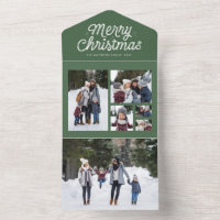 Frohe Weihnachts Retro grünes Foto Collage Urlaub