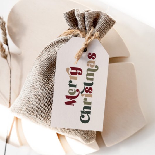 Frohe Weihnachts Retro Lettering Geschenkanhänger