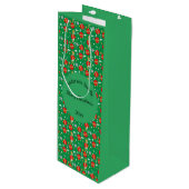 Frohe Weihnachts Retro-Name und Datum Ort Geschenktüte Für Weinflaschen (Vorderseite Schrägansicht)