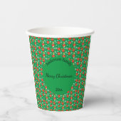 Frohe Weihnachts Retro-Name und Datum Ort Pappbecher (Vorderseite)