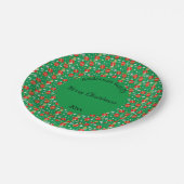 Frohe Weihnachts Retro-Name und Datum Ort Pappteller (Schrägansicht)