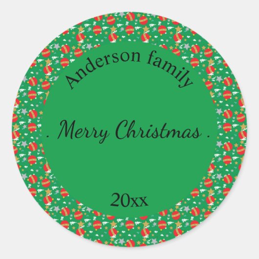 Frohe Weihnachts Retro-Name und Datum Ort Runder Aufkleber (Vorderseite)