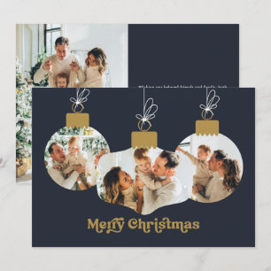 Frohe Weihnachts Retro Schriftart Foto Ornamente Feiertagskarte