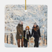 Frohe Weihnachts Retro Schriftart Foto Urlaub Keramikornament (Rückseite)