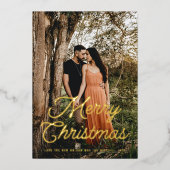 Frohe Weihnachts Retro Script Folien Feiertagskarte (Vorderseite)