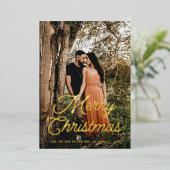 Frohe Weihnachts Retro Script Folien Feiertagskarte (Stehend vorne)