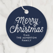 Frohe Weihnachts Retro-Skript Marine Urlaubsgesche Geschenkanhänger (Vorderseite)