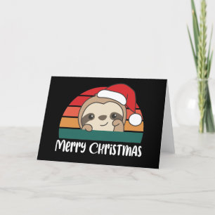 Frohe Weihnachts Retro Sloth Weihnachtskarte Feiertagskarte