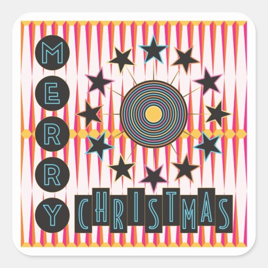 Frohe Weihnachts Retro Stickers (Vorderseite)