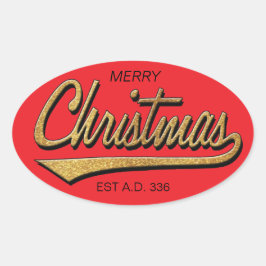 Frohe Weihnachts Retro Stickers OVAL