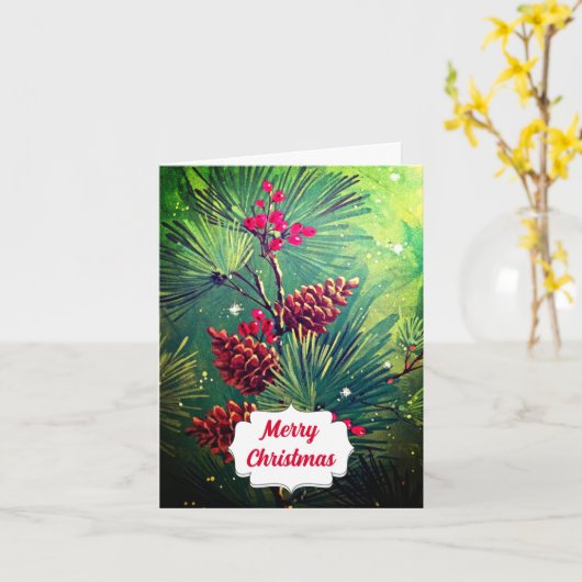 Frohe Weihnachts Retro Tree Holiday Grußkarte Karte (Gelbe Blume)