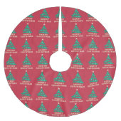 Frohe Weihnachts Retro Tree Skirt Polyester Weihnachtsbaumdecke (Vorderseite)