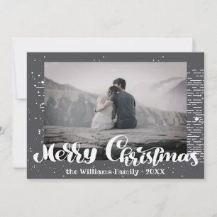 Frohe Weihnachts Retro Typografie Familie Foto Feiertagskarte