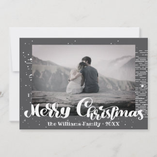 Frohe Weihnachts Retro Typografie Familie Foto Feiertagskarte