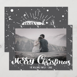 Frohe Weihnachts Retro Typografie Familie Foto Feiertagskarte