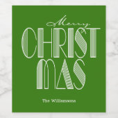 Frohe Weihnachts Retro Typografie Green Weinetikett (Einzelnes Label)