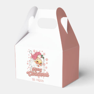 Frohe Weihnachts Retro Typografie Santa Pink Hat Geschenkschachtel