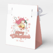 Frohe Weihnachts Retro Typografie Santa Pink Hat Geschenkschachtel (Rückseite)