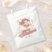 Frohe Weihnachts Retro Typografie Santa Pink Hat Geschenktütchen (Ausgeschnitten)