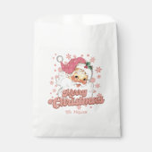 Frohe Weihnachts Retro Typografie Santa Pink Hat Geschenktütchen (Vorderseite)