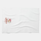 Frohe Weihnachts Retro Typografie Santa Pink Hat Geschirrtuch (Horizontal)