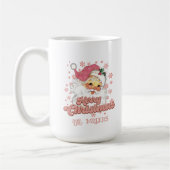 Frohe Weihnachts Retro Typografie Santa Pink Hat Kaffeetasse (Links)