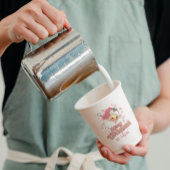 Frohe Weihnachts Retro Typografie Santa Pink Hat Pappbecher