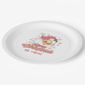 Frohe Weihnachts Retro Typografie Santa Pink Hat Pappteller (Schrägansicht)