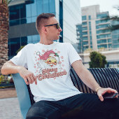 Frohe Weihnachts Retro Typografie Santa Pink Hat T-Shirt