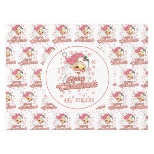 Frohe Weihnachts Retro Typografie Santa Pink Hat Tischdecke