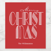 Frohe Weihnachts Retro Typografie Weinetikett (Einzelnes Label)