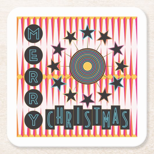 Frohe Weihnachts Retro Untersetzer (Vorderseite)