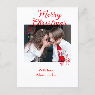 Frohe Weihnachts Retro Weihnachtsbaumkinder Foto Feiertagspostkarte