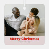 Frohe Weihnachts Retro Wiedergabe Serif Foto Ornament Aus Metall (Rückseite)