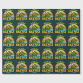 Frohe Weihnachts Rex-mas Dinosaurier Personalisier Geschenkpapier (Flach)