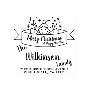 Frohe Weihnachts-Ribbon-Handschrift Gummistempel
